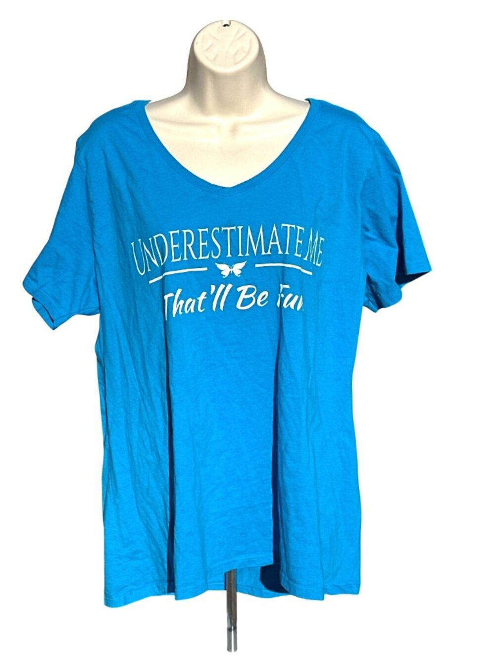 Port Company Blue Underestimate Me That'll Be Fun Graphic V Neck Tee Sassy Quote